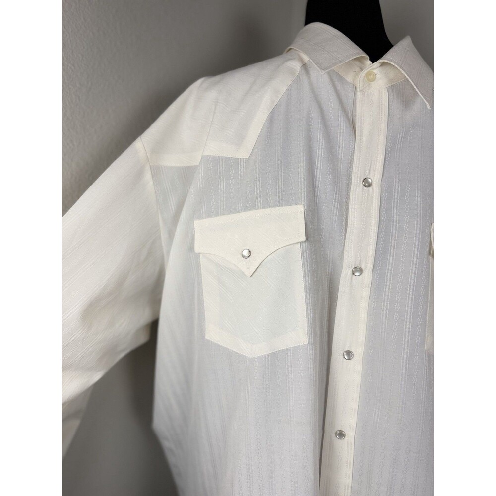 ELY Cattleman Western Pearl Snap Shirt Men’s 16.5 / 36 White Long Sleeve - Picture 6 of 15